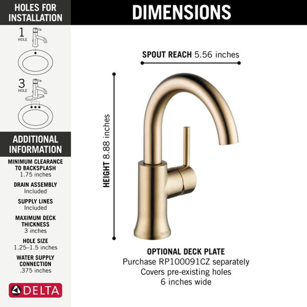 1-Handle High-Arc Lavatory Faucet, Champagne Bronze E7N4 - product image 4