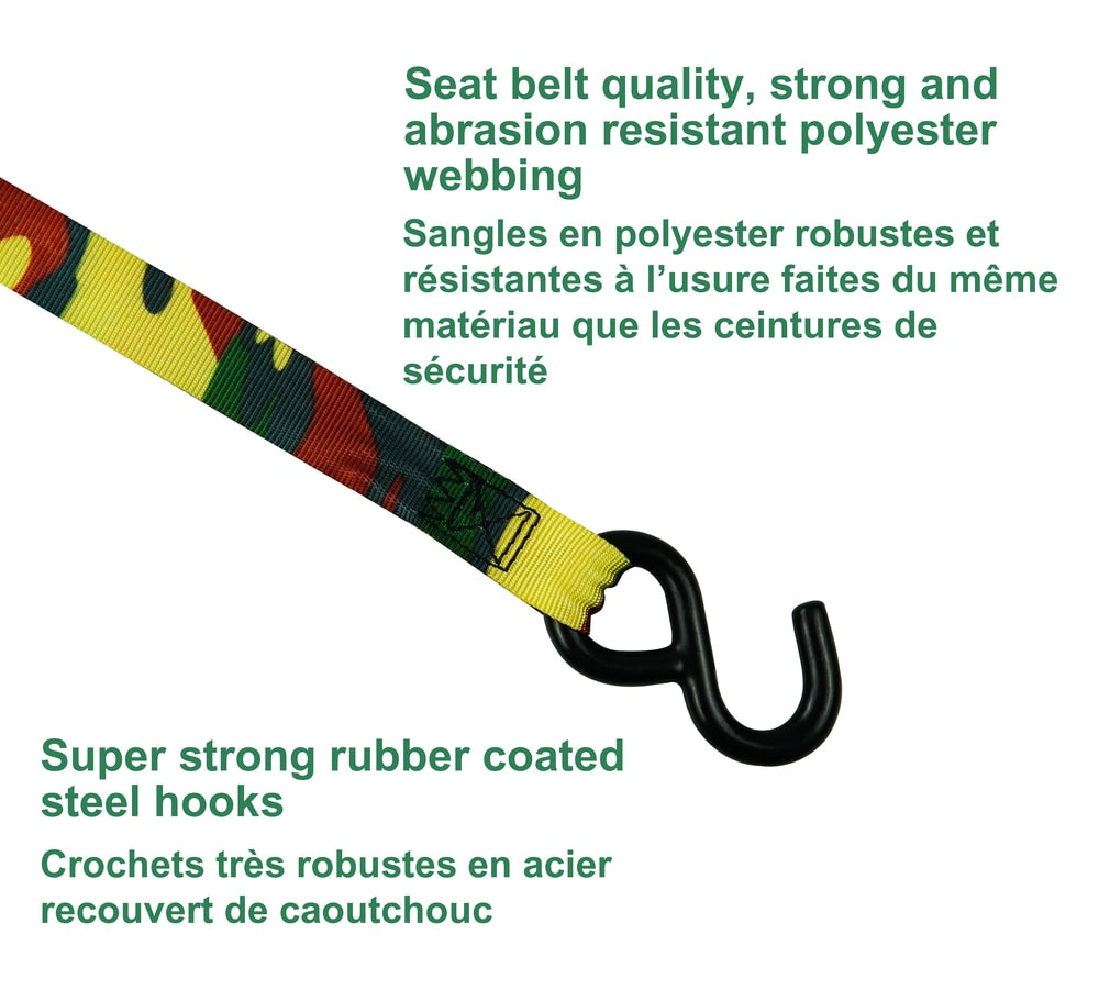 1,200-lb Retractable Camo Ratchet Tie Down Straps, 1-in x 10-ft, 2-pk F5S3 - product image 5