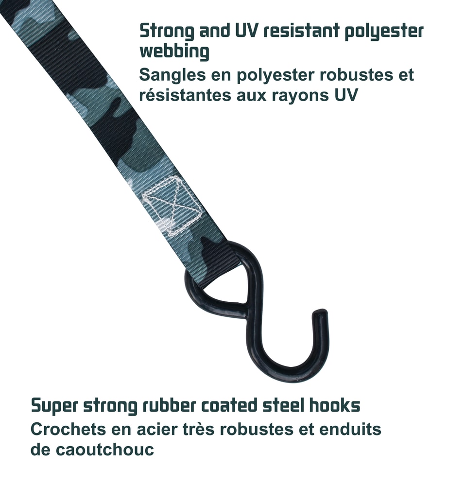 1,500-lb Snow Camo Ratchet Tie Down, 1-in x 10-ft, 2-pk Y4V4 - product image 4