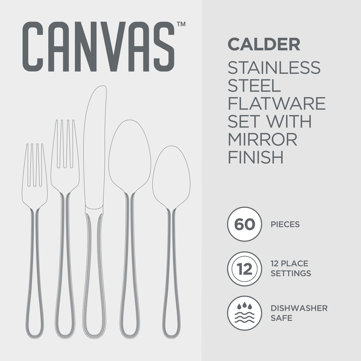 Beaded Edge Flatware Set, Serves 12, 60-pc X2R7 - product image 1