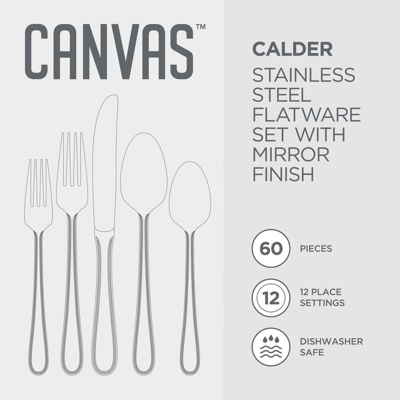 Beaded Edge Flatware Set, Serves 12, 60-pc X2R7