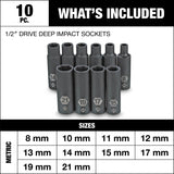 1/2-in Drive Deep Impact Socket Set, Metric, 10-pc P1M0 - product image 2