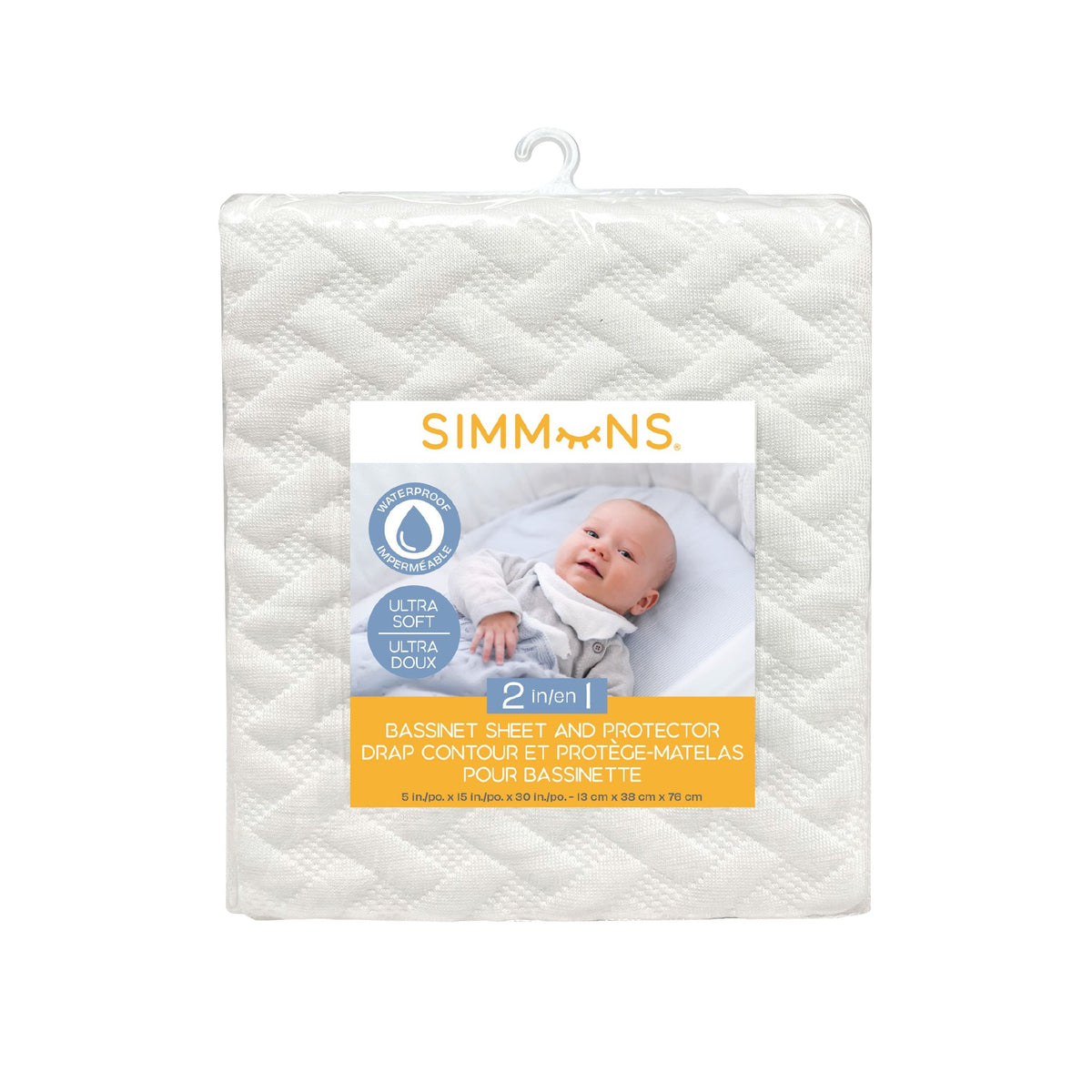 2-in-1 Bassinet Sheet & Waterproof Protector, Ivory K8T3 - product image 1