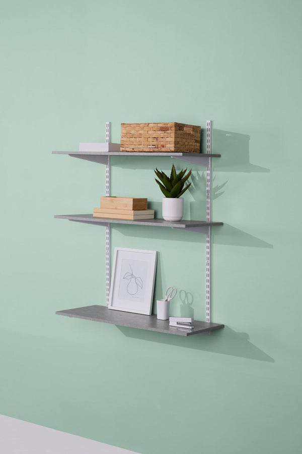 type A Floating Wall Shelf Board, Grey Concrete, 16 x 35-in P8C9